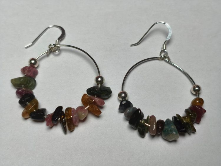 Other Pendientes plata de LEY 925 EL ENGANCHE EL ARO ES ACERO - TURMALINA COLORES product image